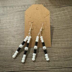 Black and White Beaded Earrings